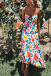 Meridress V Neck Spaghetti Strap Floral Print Maxi Dress