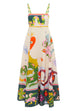 Meridress High Waist Cartoon Printed Swing Maxi Cami Dress