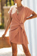 Meridress Cross V Neck Tie Mini Dress