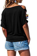 Meridress Cold Shoulder Bat Sleeve T-shirt