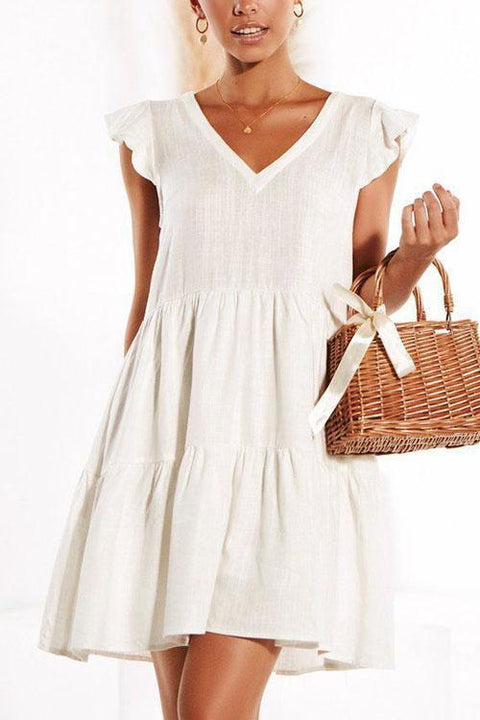 Meridress Little V-Neck Ruffled Mini Dress