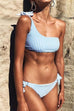 Meridress Sea Blue Striped One Shoulder Bikini Swimwear