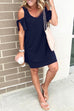 Meridress V Neck Dew Shoulder Mini Dress