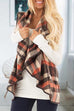 Meridress Sleeveless Hem Jacket Pockets Plaid Vest