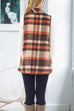 Meridress Sleeveless Hem Jacket Pockets Plaid Vest