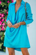 Meridress Lapel Cowl Neck Long Sleeve Satin Dress