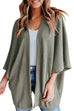 Meridress Solid 3/4 Sleeve Open Front Kimono Cardigan