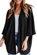 Meridress Solid 3/4 Sleeve Open Front Kimono Cardigan