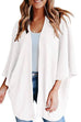 Meridress Solid 3/4 Sleeve Open Front Kimono Cardigan