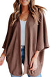 Meridress Solid 3/4 Sleeve Open Front Kimono Cardigan