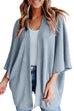 Meridress Solid 3/4 Sleeve Open Front Kimono Cardigan