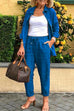 Meridress Button Down Long Sleeve Shirt Drawstring Waist Pants Set