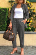 Meridress Button Down Long Sleeve Shirt Drawstring Waist Pants Set