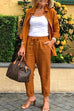 Meridress Button Down Long Sleeve Shirt Drawstring Waist Pants Set