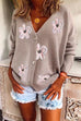Meridress V Neck Button Down Floral Embroidered Cardigan