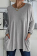 Meridress Long Sleeve Pockets Solid T-shirt