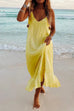Meridress Solid V Neck Ruffle Cami Beach Dress