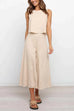 Meridress Crewneck Sleeveless Top and Wide Leg Pants Solid Set