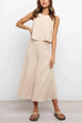 Meridress Crewneck Sleeveless Top and Wide Leg Pants Solid Set