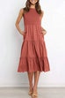 Meridress Solid Sleeveless High Waist Ruffle Dress with Pockets