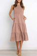 Meridress Solid Sleeveless High Waist Ruffle Dress with Pockets