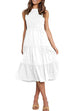 Meridress Solid Sleeveless High Waist Ruffle Dress with Pockets
