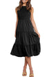 Meridress Solid Sleeveless High Waist Ruffle Dress with Pockets