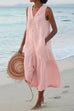 Meridress V Neck Sleeveless Button Down Beach Dress