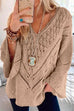 Meridress V Neck Long Sleeve Hollow Out Sweater