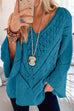 Meridress V Neck Long Sleeve Hollow Out Sweater