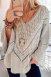 Meridress V Neck Long Sleeve Hollow Out Sweater