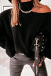 Meridress Mockneck Cold Shoulder Long Sleeve Loose Sweater