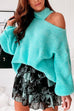 Meridress Mockneck Cold Shoulder Long Sleeve Loose Sweater