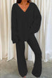 Meridress V Neck Batwing Sleeve Top and Straight Leg Pants Loungewear Set