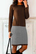 Meridress Crewneck Long Sleeve Houndstooth Splice Dress