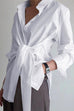 Meridress Lapel Long Sleeve Button Down Knot Front Shirt