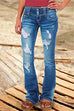 Meridress Button Down Distressed Ripped Jeans with Pockets