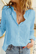Meridress Solid Button Down Cotton Linen Blouse Shirt