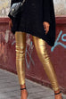 Meridress Solid Slim Fit Faux Leather Leggings Pants