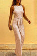 Meridress Crewneck Sleeveless Tie Waist Sequin Jumpsuit