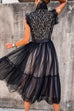 Meridress Fashion Style Mockneck Sleeveless Lace Swing Dress