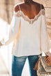 Meridress V Neck Cold Shoulder Lace Splice Chiffon Top