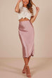 Meridress Fashion Style High Waist Satin Skirts