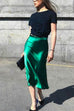 Meridress Fashion Style High Waist Satin Skirts