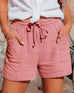 Meridress Tie Waist Cotton Linen Shorts with Pockets