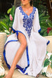 Meridress V Neck Side Split Chiffon Printed Beach Dress