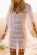 Meridress Tassel V Neck Hollow Out Lace Beach Dress
