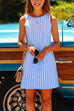 Meridress Casual Crewneck Sleeveless Striped Dress