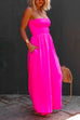 Meridress Strapless Smocked Pocketed Wide Leg Jumpsuit