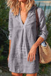 Meridress V Neck Long Sleeve Cotton Linen Dress